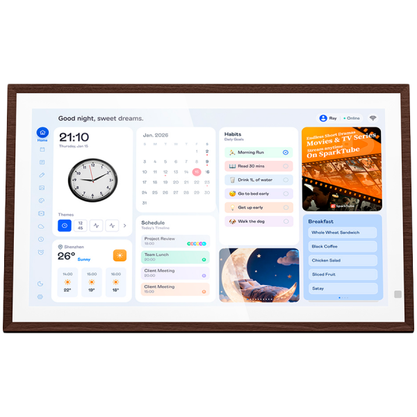 Blackview Digital Calendar NEST 15 WiFi 6 15.6 inch FHD IPS 1920x1080 A333 Quad-core 1.75GHz 3GB+32GB 395.2x244.7x23.4mm Android 13 Walnut Wood