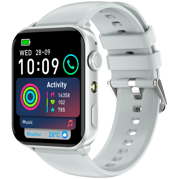 Blackview R30Max 1.91 inch TFT HD LCD 280x320 RAM 160KB+ROM 384KB 350mAh Calls and SMS notification, LED flashlight, 24-hour heart rate detection Silver