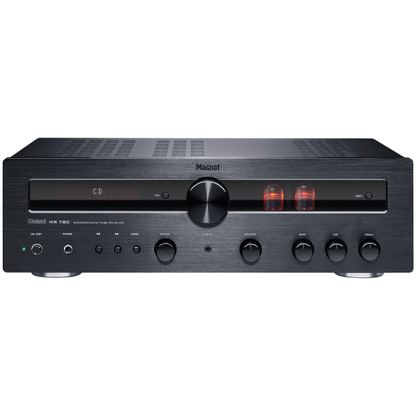 Magnat Amplifier MR 780, 2-channel, 100 Watt amplifier. Stereo hybrid receiver with 2 x ECC81 tubes, Black.