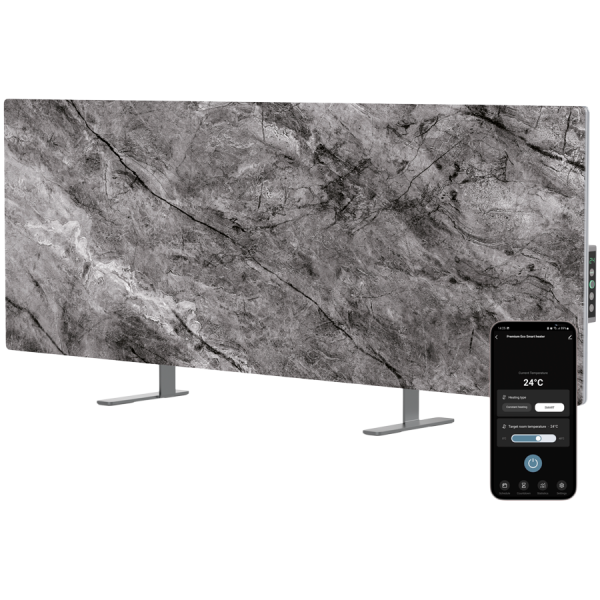 AENO Premium Eco Smart Heater, 700W, Tempered glass, Infrared+convection heating type, LED display, Plug type: Europe (E/F type), Antique Marble, Made in Poland, Limited edition