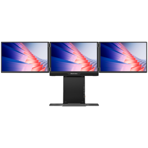 Blackview Portable Monitor Table 16 Triple Screen 15.3inch 1920x1200 16:10 60Hz IPS 178,USB-C 3.1x1 Type-C PD3.0x1 Mini HDMIx1 358.7x303.4x47.9mm,Triple Portable Monitor for Laptops Plug and Play,Black