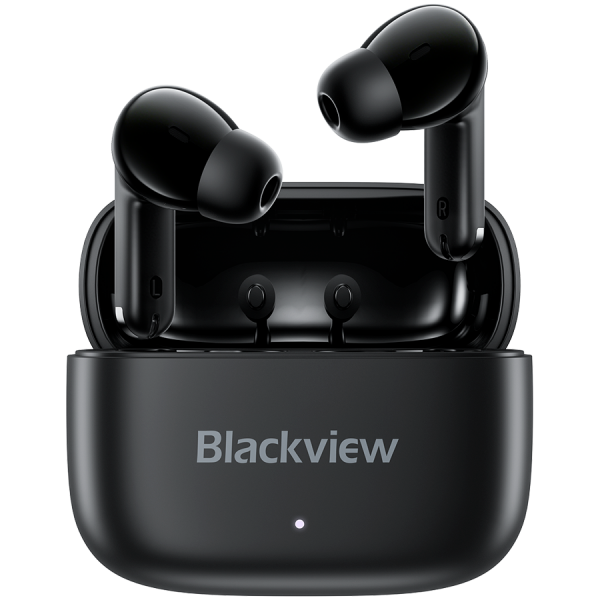 Blackview AirBuds 16 Bluetooth Headset, with microphone, BT V6.0, IPX4 Waterproof, Jerry IC, Semi-in-ear/In-ear Earphone, Detachable Ear Caps, Smart Touch Control, battery EarBud 35mAh*2 + Charging Case 470mAh, Black