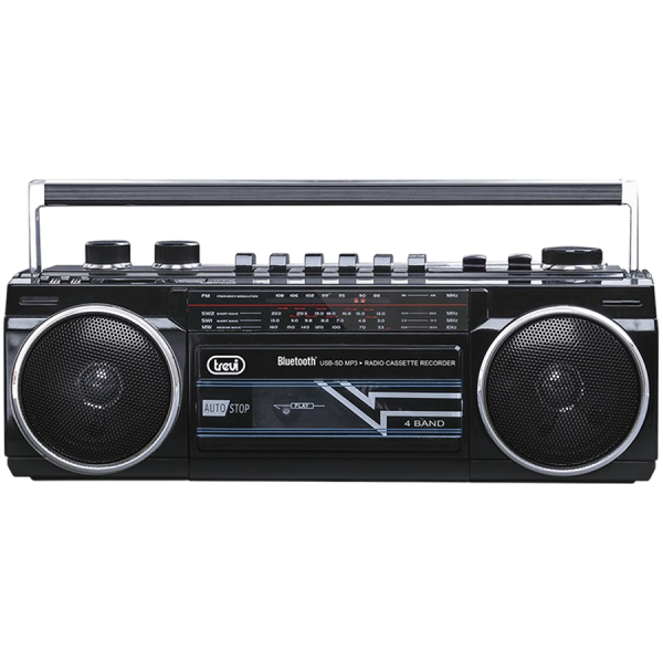 BT Radio Recorder, Cassette player/recorder with automatic recording level and autostop function, 4 band radio MW/FM/SW1-2, USB/SD inputs with playback of MP3 files, Wireless connection to listen to wireless music from Smartphone and Tablet, Black