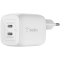 BELKIN 45w PD PPS Dual USB-C GaN Wall Charger, WHT