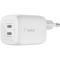 BELKIN 65w PD PPS Dual USB-C GaN Wall Charger, WHT