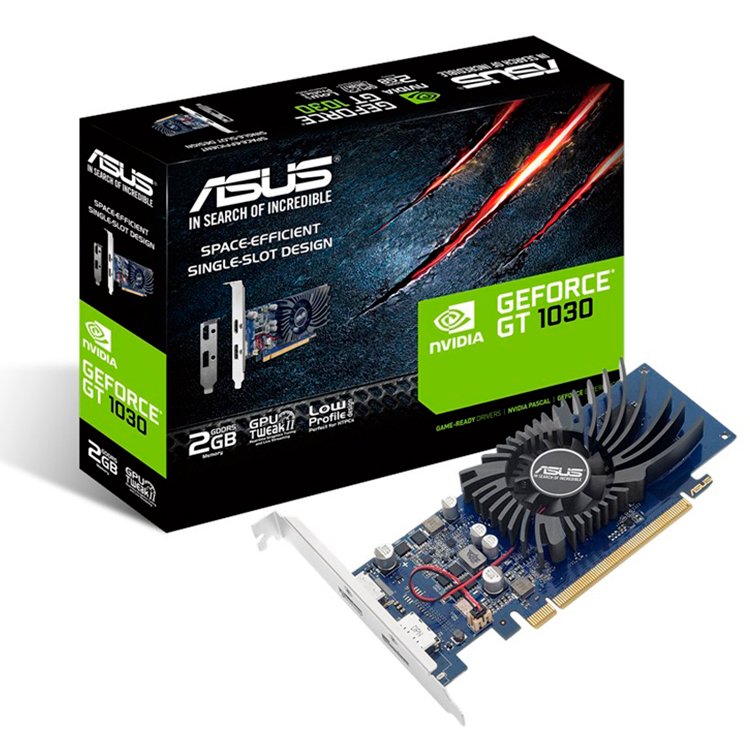 ASUS GeForce GT 1030 2GB GDDR5 (GT1030-2G-BRK) grafična kartica, PCIe 3.0, 1xHDMI 2.0b, 1xDisplayPort 1.4a, nizek profil