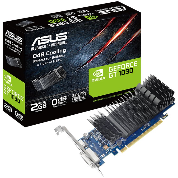 ASUS GeForce GT 1030 2GB GDDR5 VGA nizek profil grafične kartice za tiho HTPC konfiguracijo (z I/O port brackets), PCIe 3.0, 1xDVI-D, 1xHDMI 2.0b