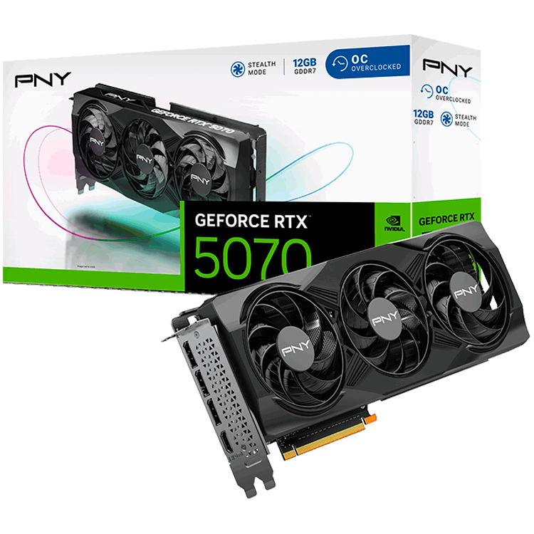 PNY Video Card NVidia GeForce RTX 5070 12GB Overclocked Triple Fan DLSS4
