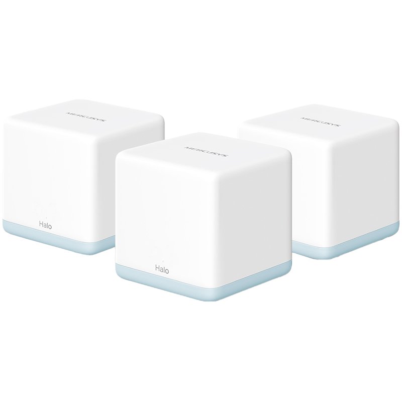 Mercusys Halo H30G(3-pack) AC1300 Whole Home Mesh Wi-Fi System, 400 Mbps at 2.4 GHz + 867 Mbps at 5 GHz, 2× Internal Antennas, 2× Gigabit Ports per Unit (WAN/LAN auto-sensing), MERCUSYS APP, 