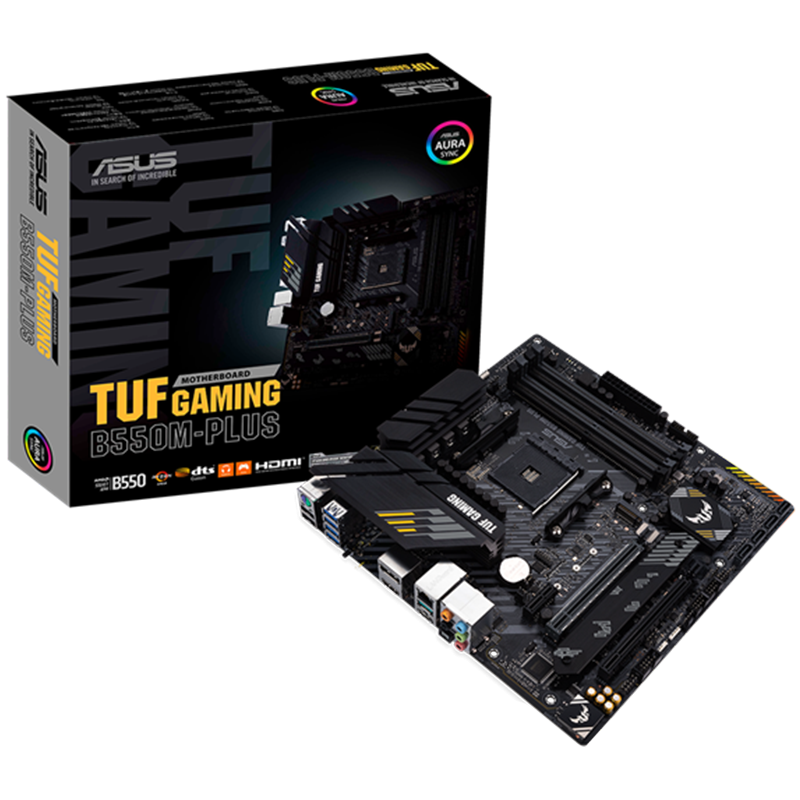 ASUS TUF GAMING B550M-PLUS AM4 mATX gaming MB - AMD B550 4xDIMM DDR4 2xM.2 4xSATA PCIe 4.0 2.5Gb Ethernet 1xDisplayPort 1xHDMI z Aura Sync RGB osvetlitveno podporo