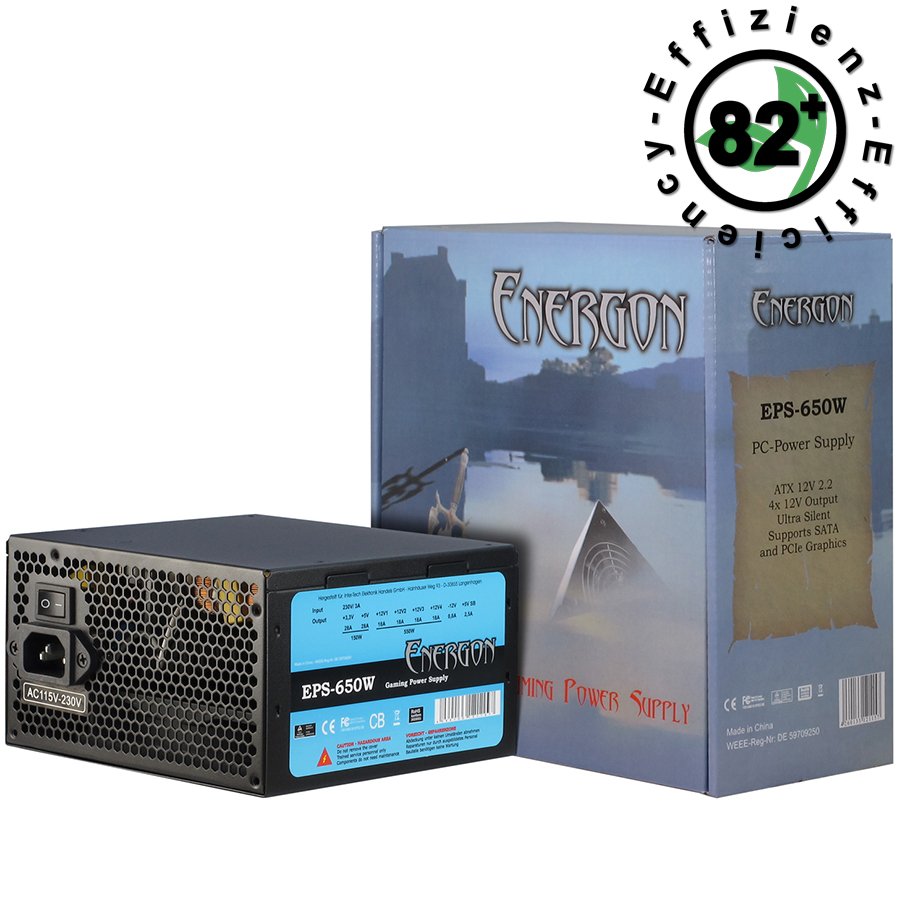 Power Supply INTER-TECH Energon EPS AC 220-240V, 50/60Hz, DC 3.3/5/±12V, 650W, Retail, Active PFC, 1x120, Efficiency 82%