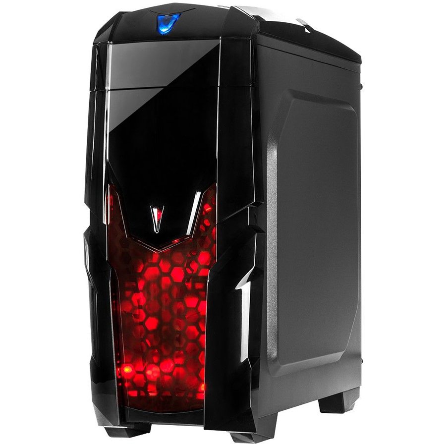 Chassis INTER-TECH Q2 Illuminator RED, ATX, 1xUSB2.0, 2xUSB3.0, Card Reader, HD-audio, PSU optional