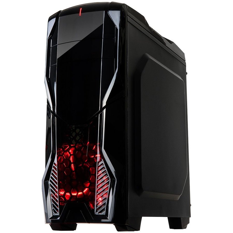 Chassis INTER-TECH K1 RED, ATX, 1xUSB2.0, 2xUSB3.0, Card Reader, HD-audio, PSU optional