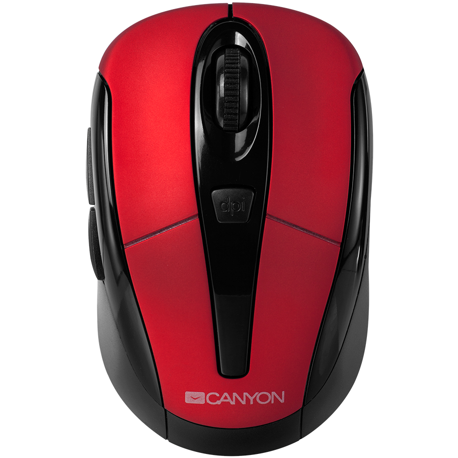 CANYON MSO-W6 2.4GHz wireless optical mouse with 6 buttons, DPI 800/1200/1600, Red, 92*55*35mm, 0.054kg