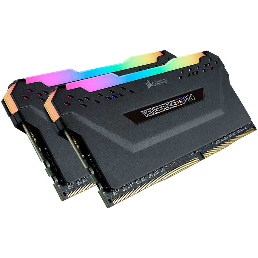 CORSAIR DDR4, 3200MHz 16GB 2x8GB DIMM, 16-18-18-36, XMP 2.0, VENGEANCE RGB PRO Heatspreader, RGB LED, 1.35V