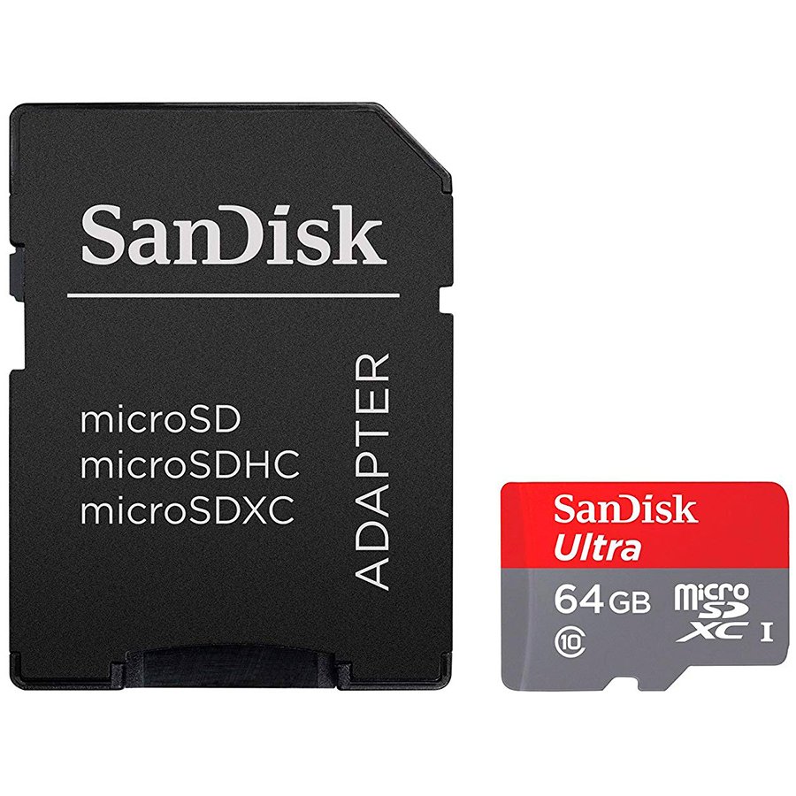SANDISK 64GB microSDHC card with adapter