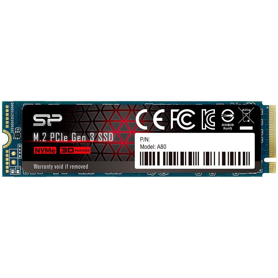 Silicon Power Ace - A80 512GB SSD PCIe Gen 3x4 PCIe Gen3 x 4 & NVMe 1.3, SLC cache + DRAM cache - Max 3400/3000 MB/s