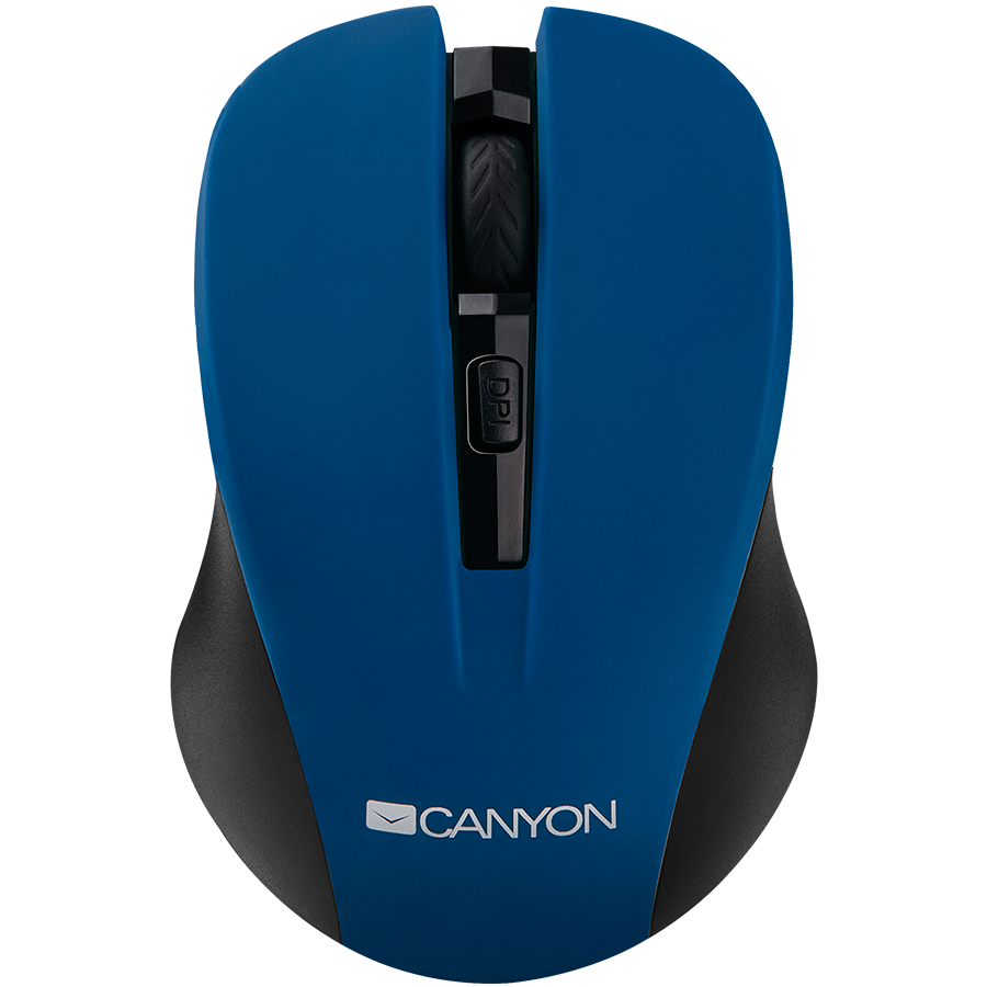 CANYON MW-1 2.4GHz wireless optical mouse with 4 buttons, DPI 800/1200/1600, Blue, 103.5*69.5*35mm, 0.06kg