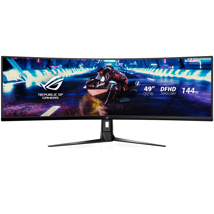 ASUS ROG Strix XG49VQ ukrivljen gaming monitor - 124.5cm (49"), 4K UHD (3840 x 1080), 1800R, 144Hz, FreeSync 2 HDR, DisplayHDR 400, DCI-P3: 90%, Shadow Boost