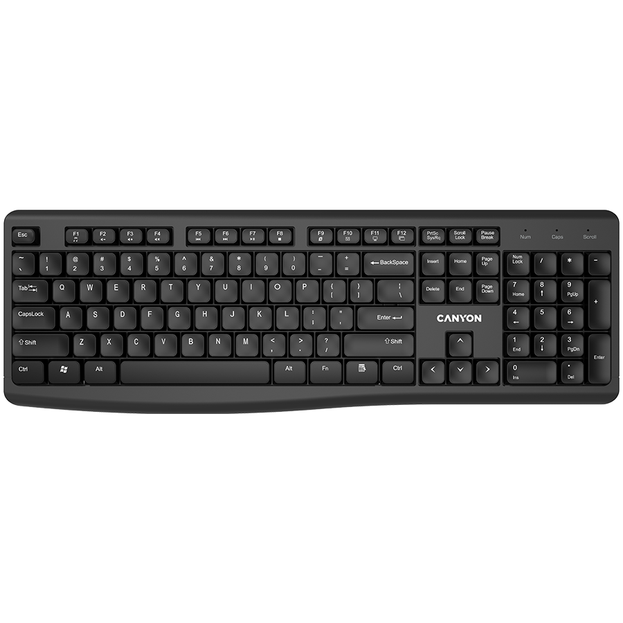 CANYON Wireless Chocolate Standard Keyboard,104 keys, slim design with chocolate key caps,black,Size34.2*145.4*27.2mm,440g AD layout