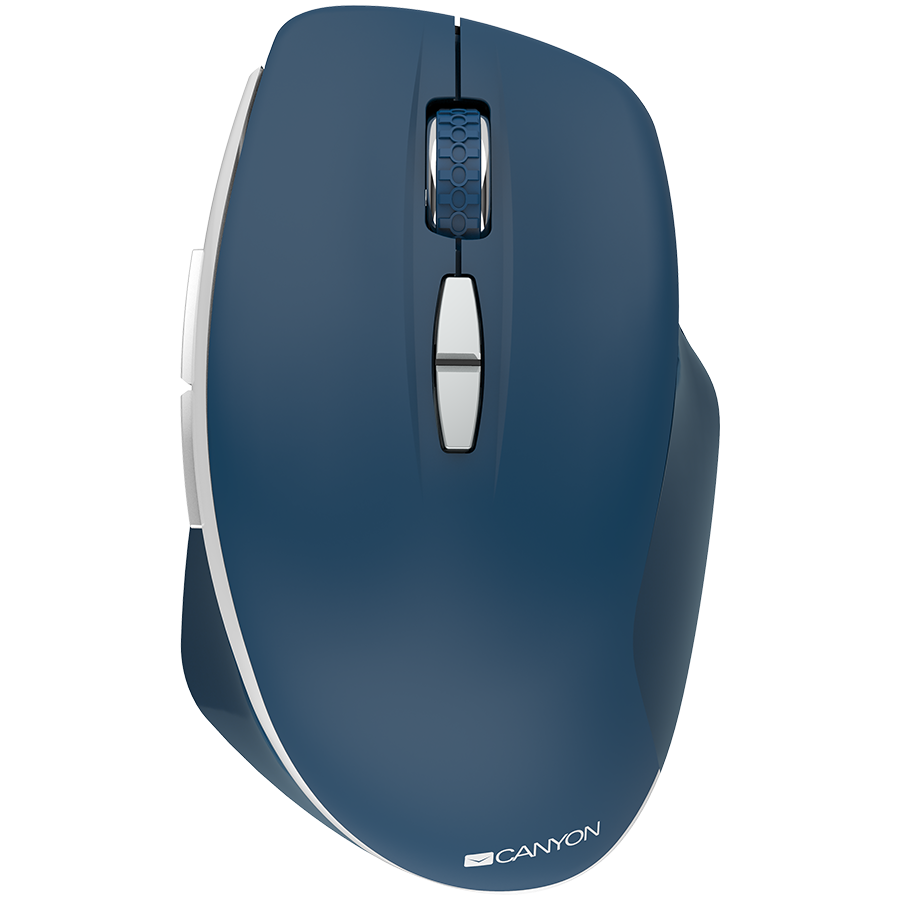 Canyon 2.4 GHz Wireless mouse ,with 7 buttons, DPI 800/1200/1600, Battery: AAA*2pcs,Blue,72*117*41mm, 0.075kg