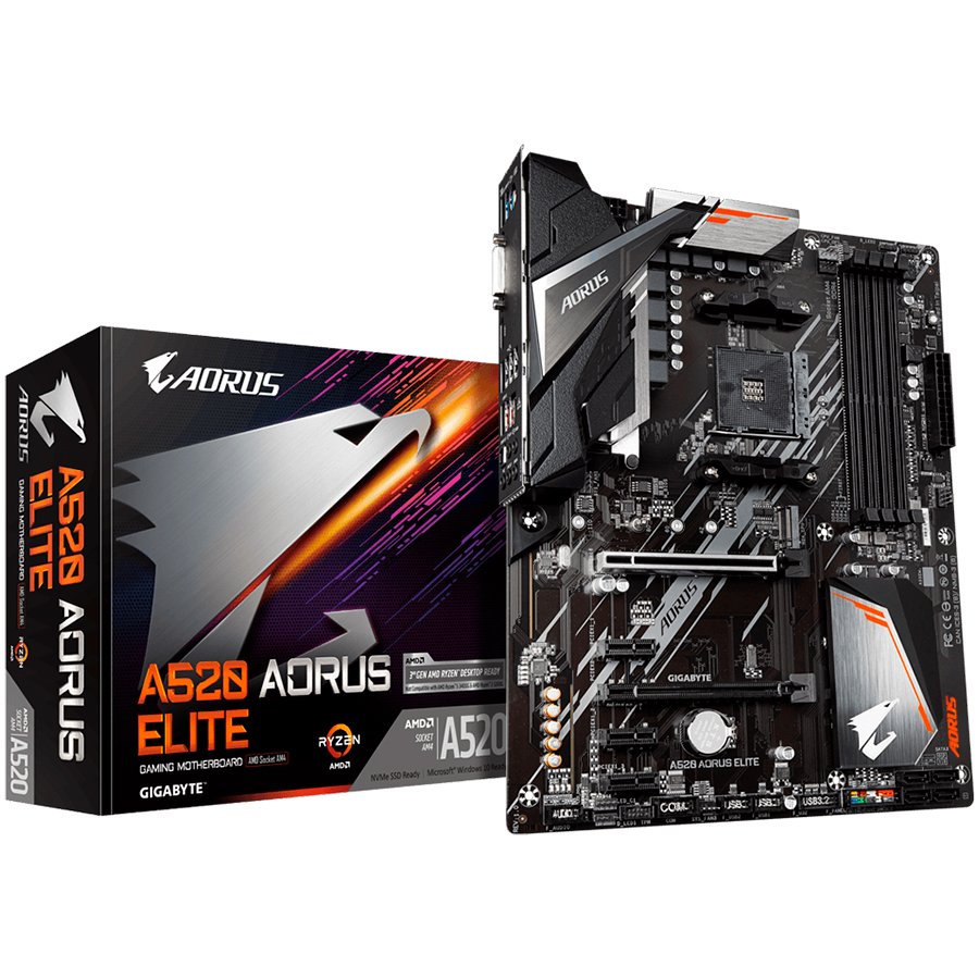 GIGABYTE MB ATX, AM4,  A520, 4xDDR4, 2xPCIe x16, 3xPCIe x1, 1xM.2