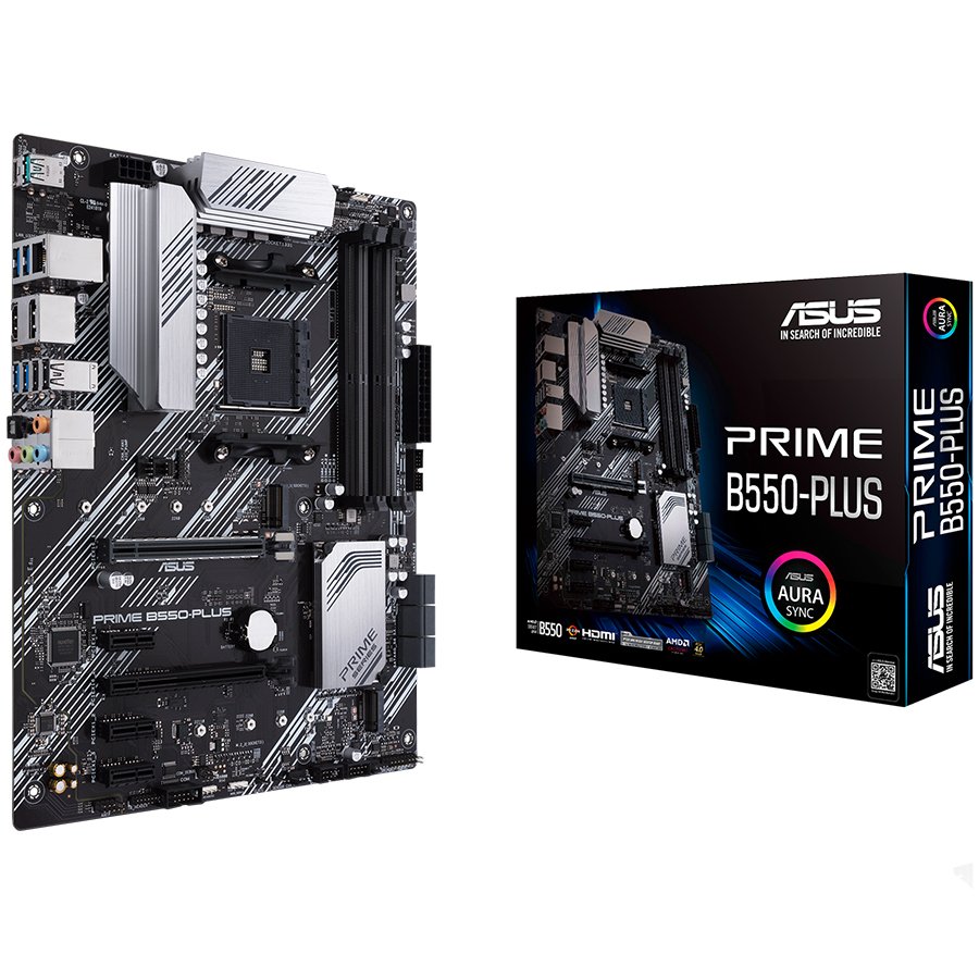 ASUS PRIME B550-PLUS AM4 ATX matična plošča - AMD B550 4xDIMM DDR4 2xM.2 6xSATA PCIe 4.0 1Gb Ethernet 1xDisplayPort 1xHDMI with Aura Sync RGB headers support