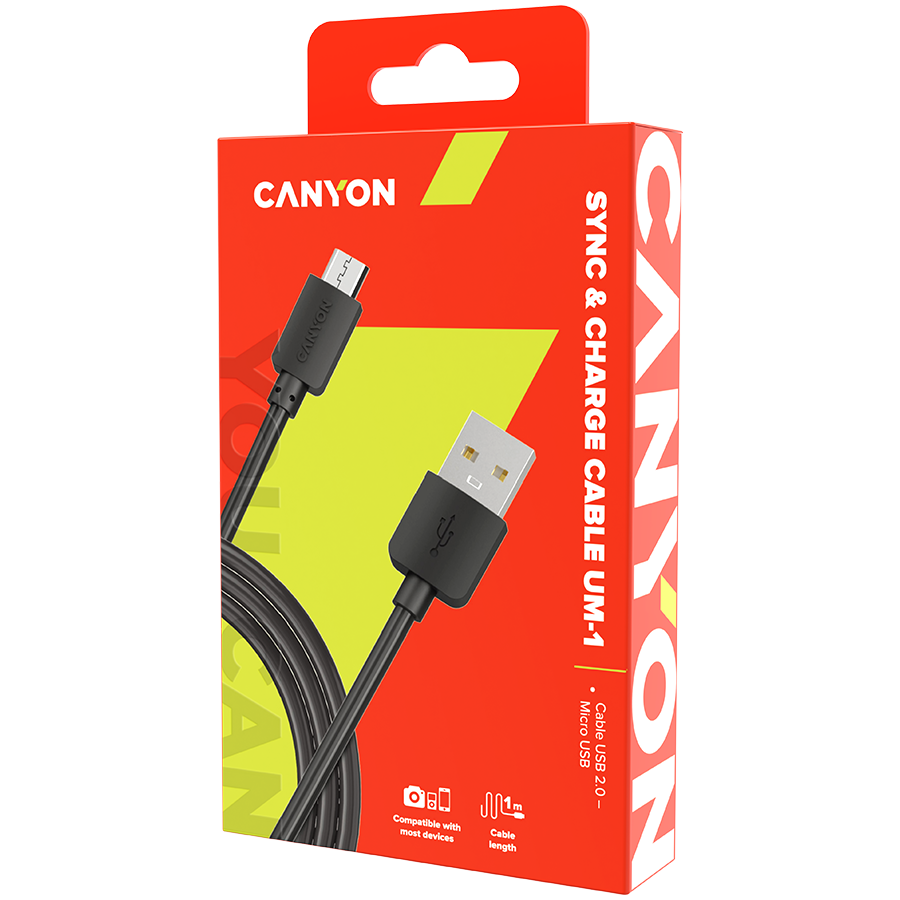 CANYON Micro USB cable, 1M, Black