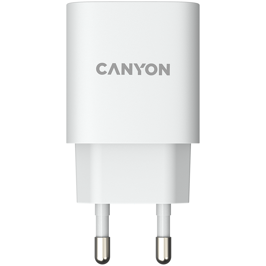CANYON H-20-04, PD 20W/QC3.0 18W WALL Charger with 1-USB A+ 1-USB-C   Input: 100V-240V, Output: 1 port charge: USB-C:PD 20W (5V3A/9V2.22A/12V1.67A) , USB-A:QC3.0 18W (5V3A/9V2.0A/12V1.5A), 2 port charge: common charge,  total 5V, 3A, Eu plug  , Over- Voltage