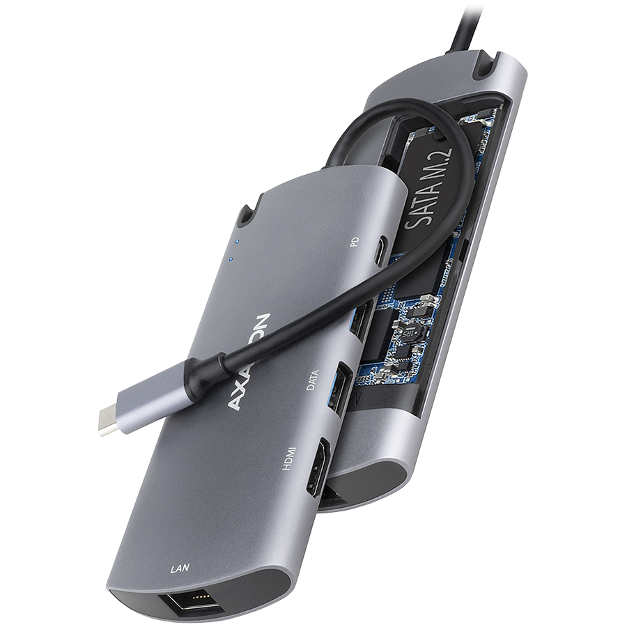 I/O HUB USB-C 6IN1 SATA M.2/0.18M HMC-6M2 AXAGON