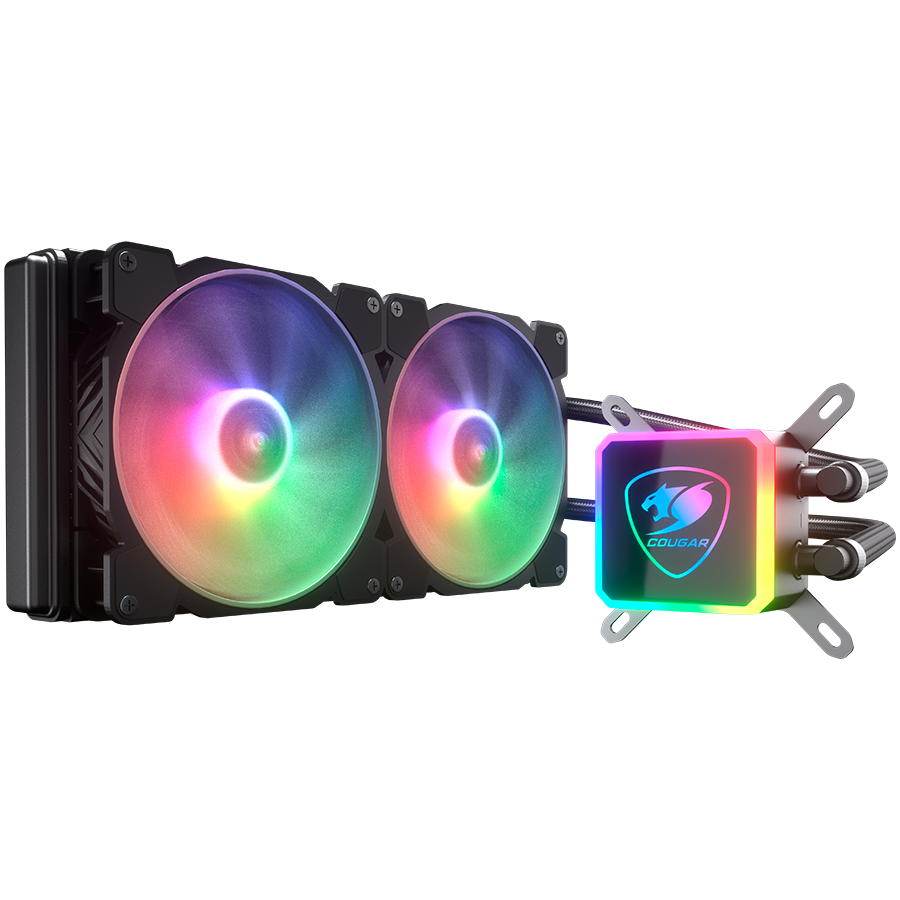 COUGAR AQUA ARGB 280 AiO Liquid Watercooling, 140mm RGB fan x2, remote control