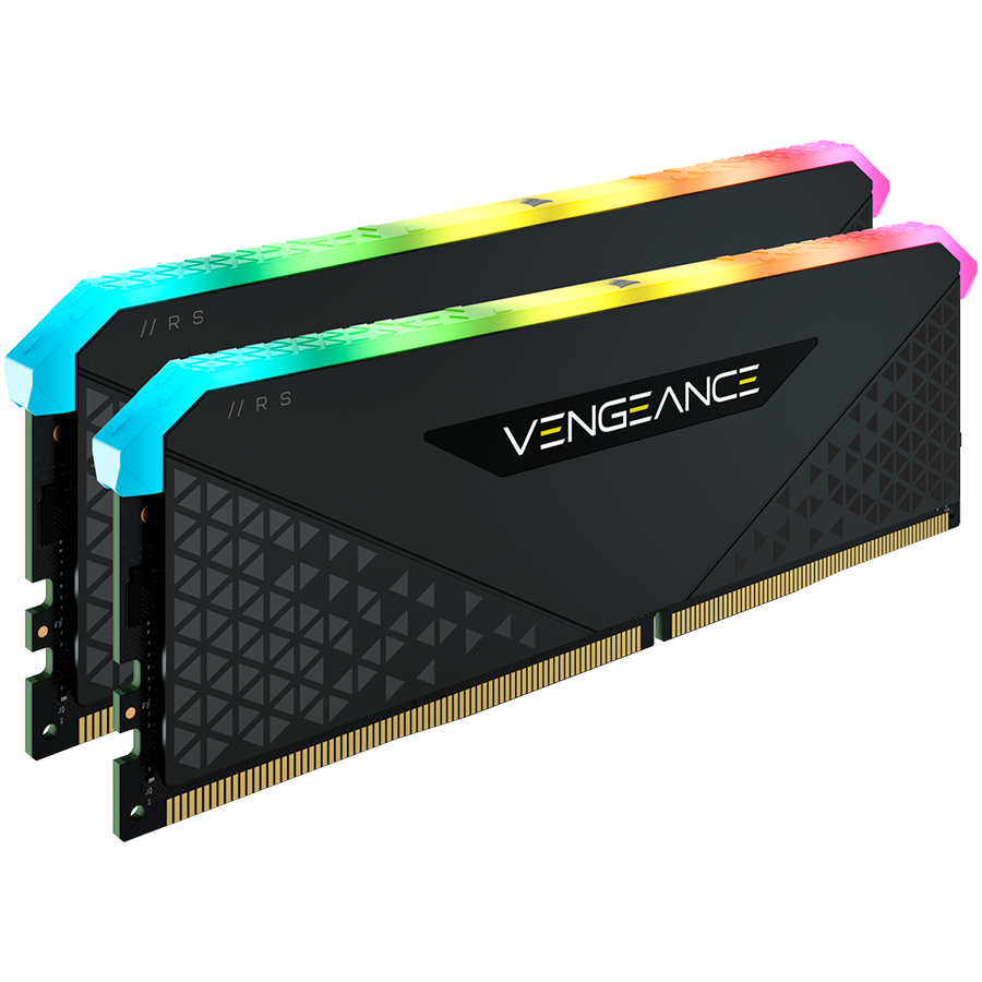 CORSAIR DDR4, 3200MHz 32GB 2x16GB Dimm, 16-20-20-38, XMP 2.0, Vengeance RGB RS Heatspreader, RGB LED, Black PCB, 1.35V, for AMD Ryzen & Intel XMP