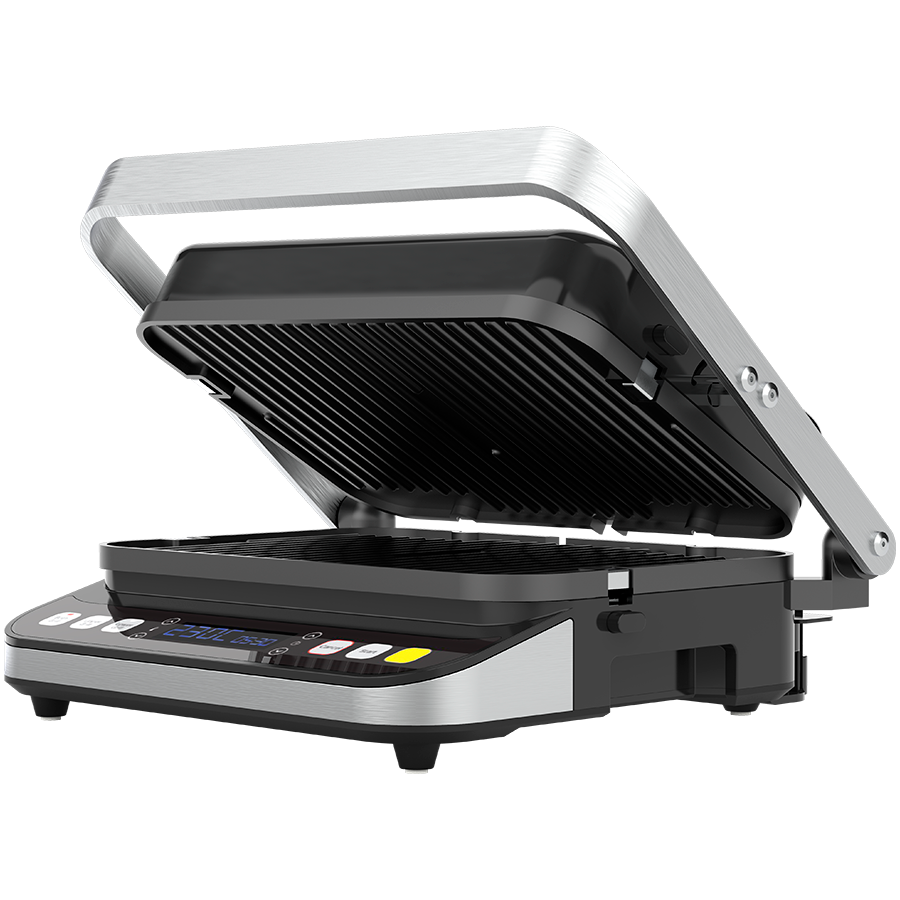 AENO ''Electric Grill EG1: 2000W, 3 heating modes - Upper Grill, Lower Grill, Both Grills  Defrost, Max opening angle -180°, Temperature regulation, Timer, Removable double-sided plates, Plat