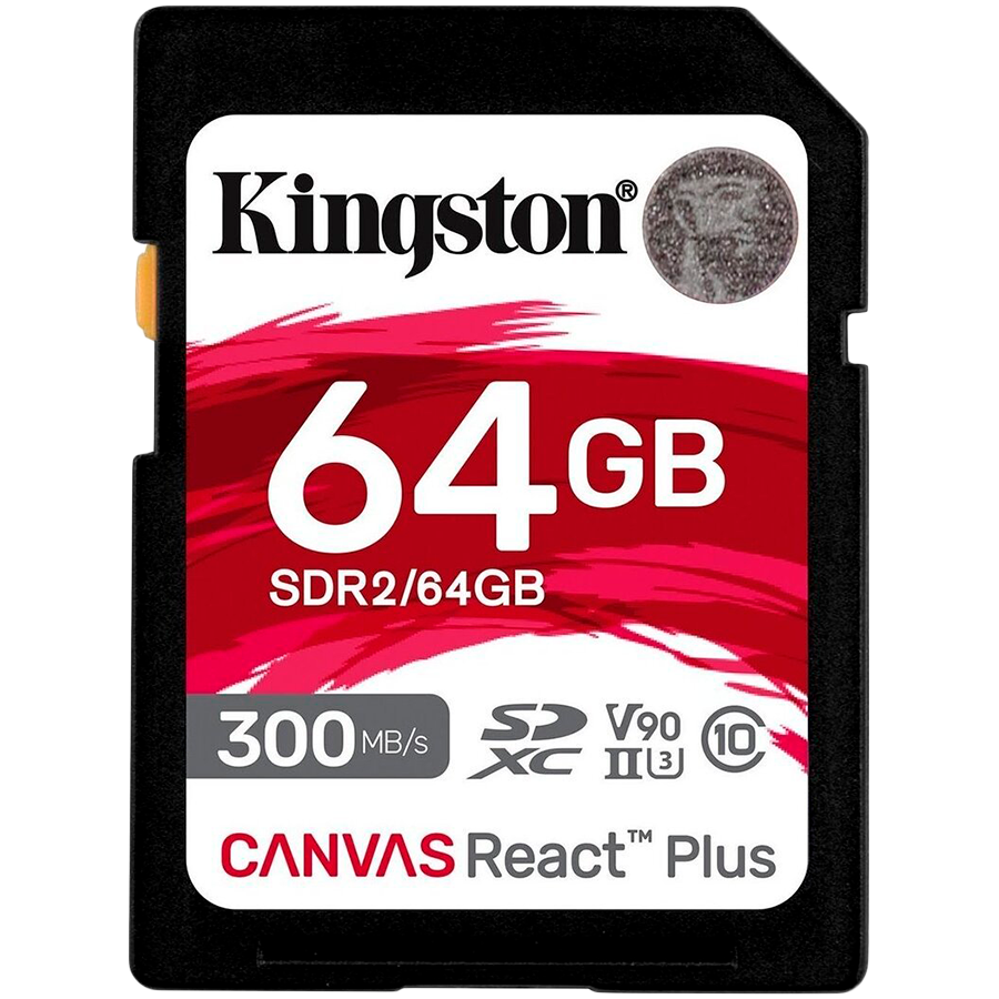 Kingston 64GB Canvas React Plus SDXC UHS-II 300R/260W U3 V90 for Full HD/4K/8K
