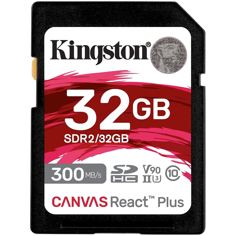Kingston 32GB Canvas React Plus SDHC UHS-II 300R/260W U3 V90 for Full HD/4K/8K