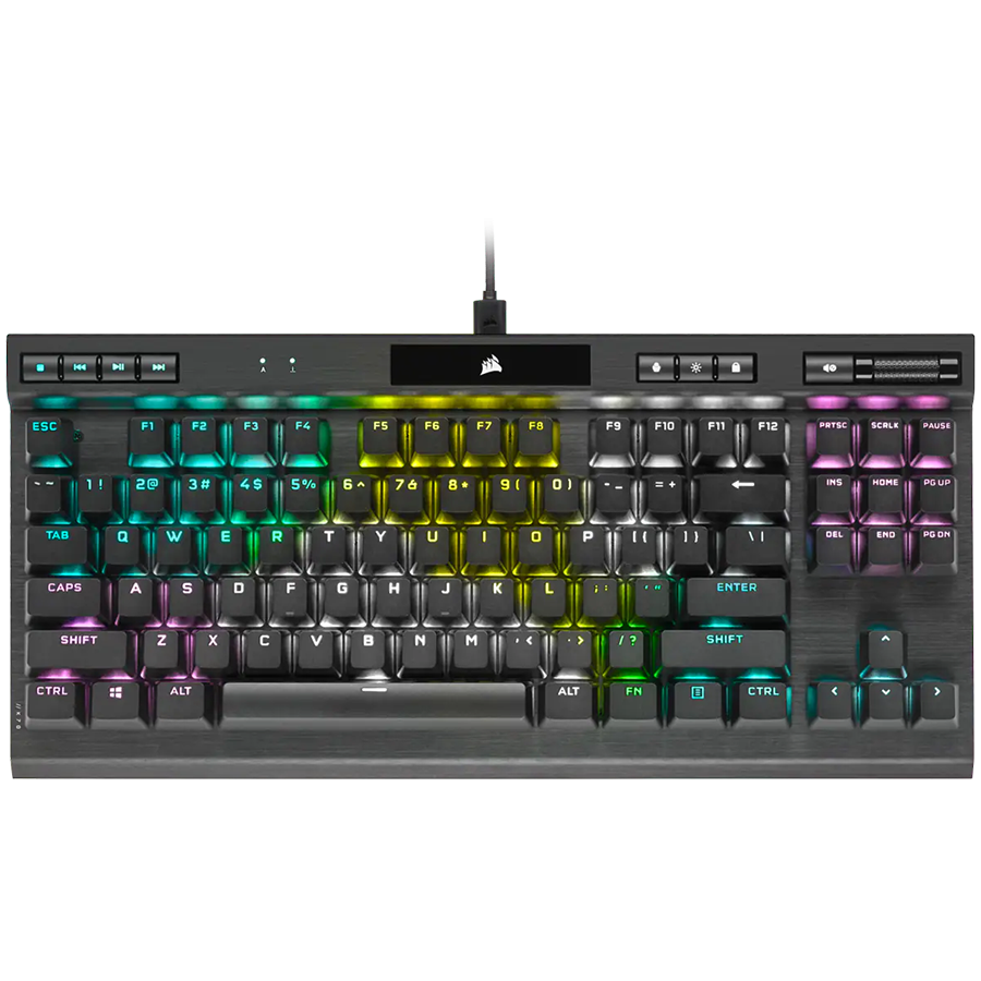 Corsair K70 RGB TKL CHAMPION SERIES Optical-Mechanical Gaming Keyboard, Backlit RGB LED, CORSAIR OPX RAPIDFIRE, Black, Black PBT Keycaps image