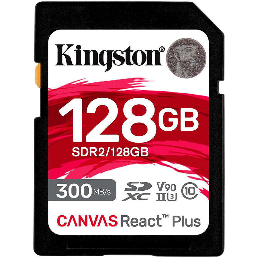 Kingston 128GB Canvas React Plus SDXC UHS-II 300R/260W U3 V90 for Full HD/4K/8K