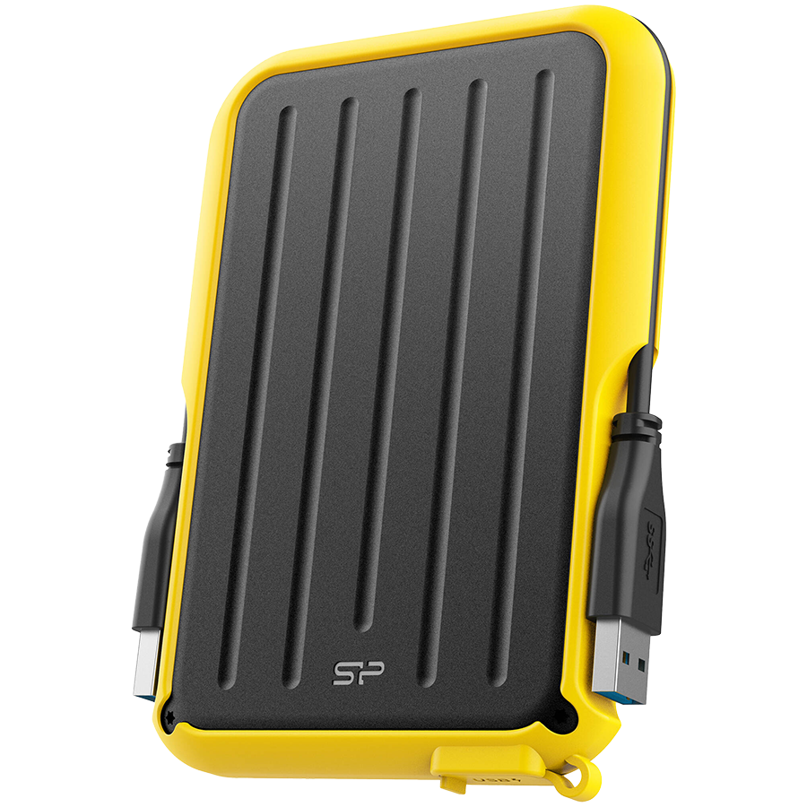 Silicon Power Armor - A66 2TB Portable HDD USB 3.2 Gen 1 Yellow, Certificate MIL-STD 810F 516.5/IV, Water-resistant IPX4, 360˚ bumper