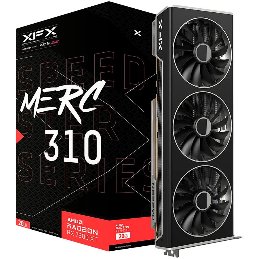XFX AMD Video Card RX-7900XT Speedster MERC310 20GB GDDR6 320bit, 2535 MHz / 20Gbps, 3x DP, 1x HDMI, 3 fan, 2 slot