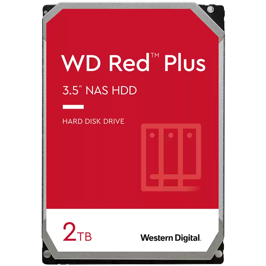 HDD NAS WD Red Plus 2TB CMR, 3.5', 128MB, 5400 RPM, SATA, TBW: 180