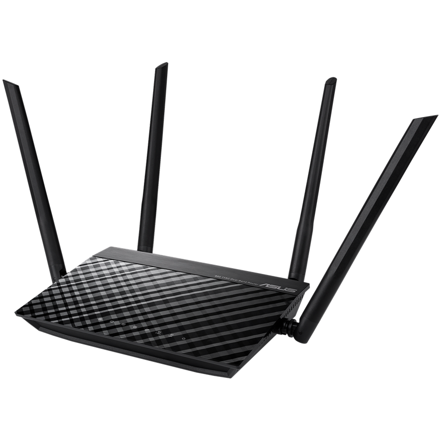 ASUS RT-AC1200 V2 Dual-Band WiFi 5 (802.11ac) Usmerjevalnik, hitrost prenosa podatkov do 300 Mbps (2,4 GHz) in 867 Mbps (5 GHz), izboljšana pokritost s štirimi zunanjimi antenami, napredni starševski nadzor, aplikacija ASUS Router