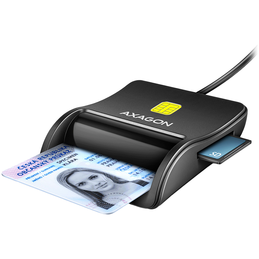 CARD READER FLAT SMARTCARD 4SL/USB2.0 1.3M CRE-SM3SD AXAGON