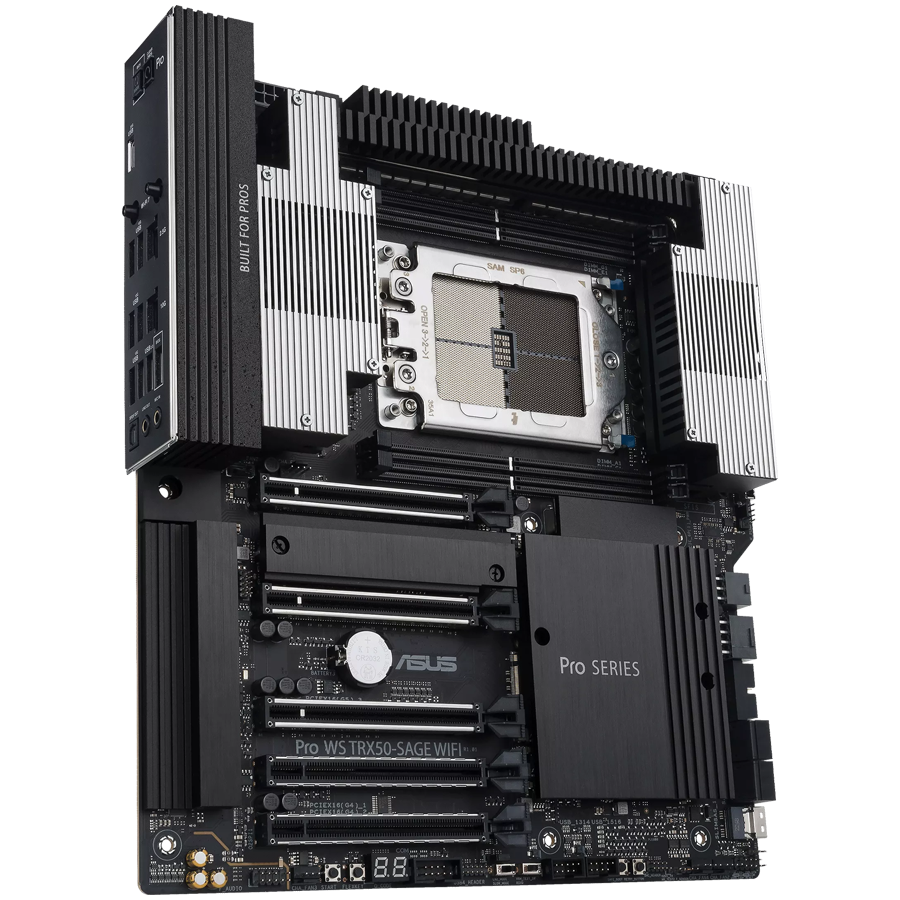 ASUS PRO WS TRX50-SAGE WIFI sTR5 CEB workstation matična plošča - AMD TRX50 4xDIMM DDR5 ECC 3xM.2 4xSATA 1xSlimSAS PCIe 5.0 10Gb 2.5Gb Ethernet WiFi 7 Bluetooth with multi-GPU support