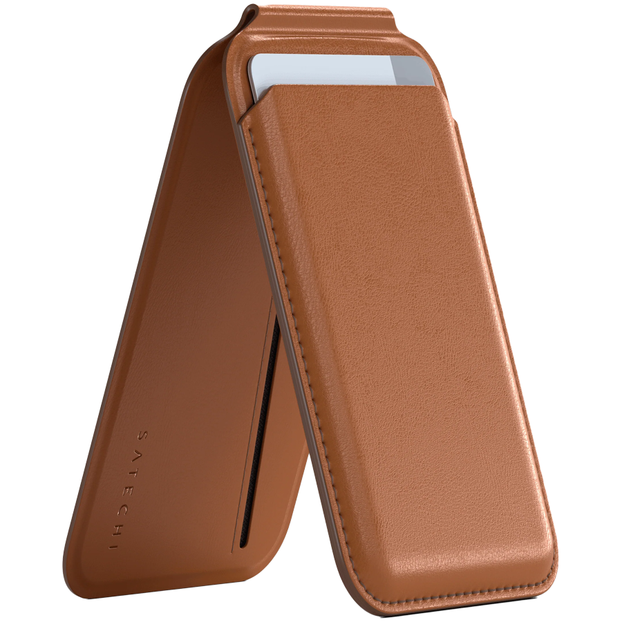 SATECHI Vegan-Leather Magnetic Wallet Stand (Brown)