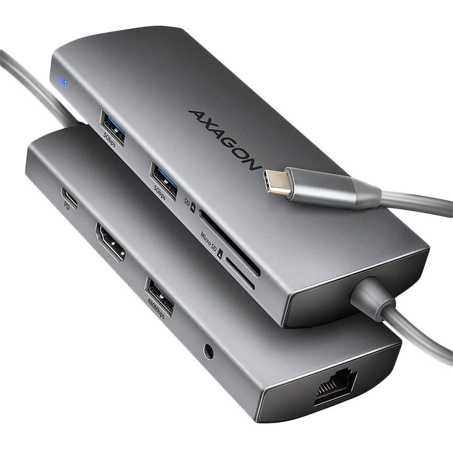 I/O HUB USB-C 9IN1 5GBPS/0.2M HMC-8HLSA AXAGON