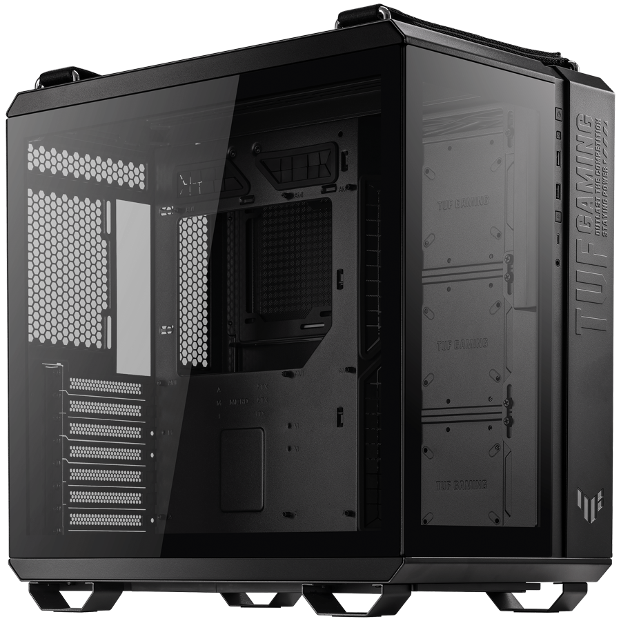 ASUS TUF Gaming GT502 PLUS ATX Gaming ohišje črno, Dual Chamber Chassis, Panoramic View, Tempered Glass front and side panel, Tool-Free side panels, pre-installed 4 ARGB fans & fan hub, Front Panel High-Speed USB Type-C