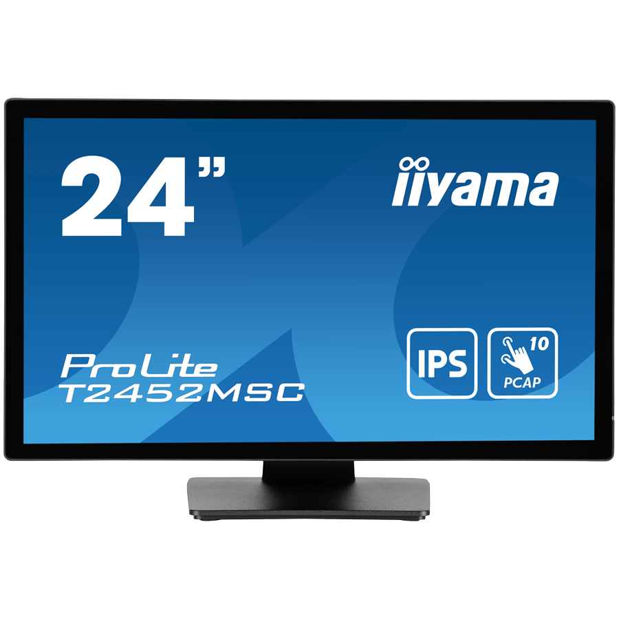 IIYAMA Monitor LED PROLITE T2452MSC-B1 24” PCAP multi-touch edge-to-edge glass and anti fingerprint coating IPS Full HD 400 cd