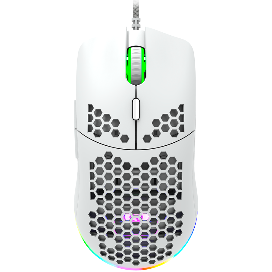 CANYON Puncher GM-11, Gaming Mouse with 7 programmable buttons, Pixart 3519 optical sensor, 4 levels of DPI and up to 4200, 5 million times key life, 1.65m Ultraweave cable, UPE feet and colorful RGB lights, White, size:128.5x67x37.5mm, 105g