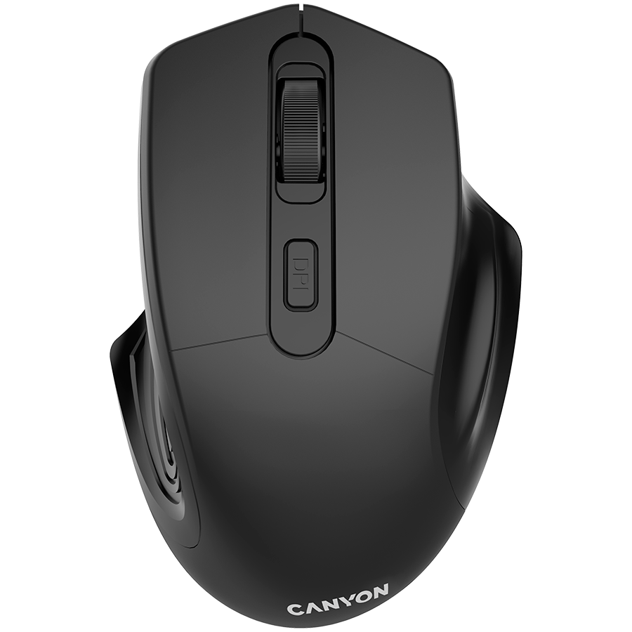 CANYON MW-15, 2.4GHz Wireless Optical Mouse with 4 buttons, DPI 800/1200/1600, Black, 115*77*38mm, 0.064kg