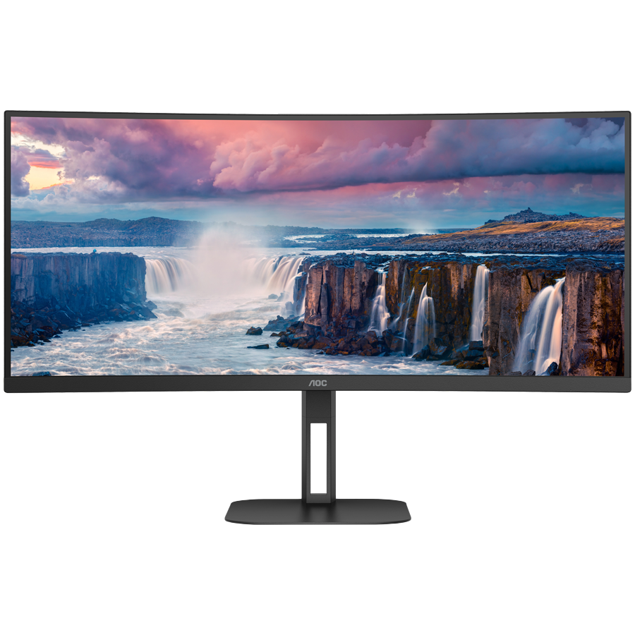 AOC CU34V5C ukrivljen monitor - 86.4cm (34”), UWQHD (3440 x 1440), VA, 1500R, 100Hz, 1ms (MPRT), Freesync, USB-C PD 65W, USB razdelilnik, 1x HDMI 2.0, 1x DP 1.2